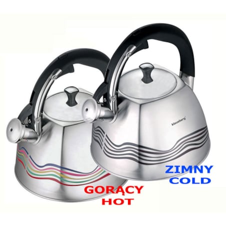 Czajnik stalowy z gwizdkiem 3.0L zmieniający kolor indukcja KLAUSBERG