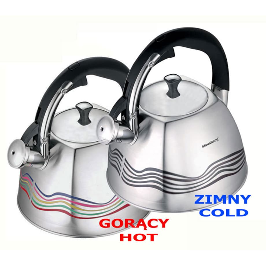 Czajnik stalowy z gwizdkiem 3.0L zmieniający kolor indukcja KLAUSBERG