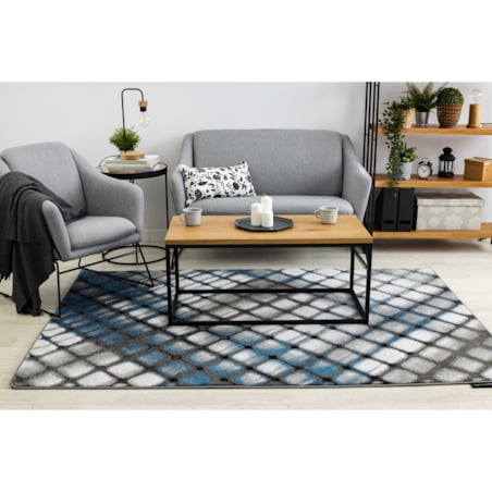 Dywan INTERO REFLEX 3D Kratka niebieski 160x220 cm