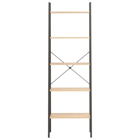 vidaXL Regał drabina z 5 półkami, jasnobrązowo-czarny, 56x35x174 cm