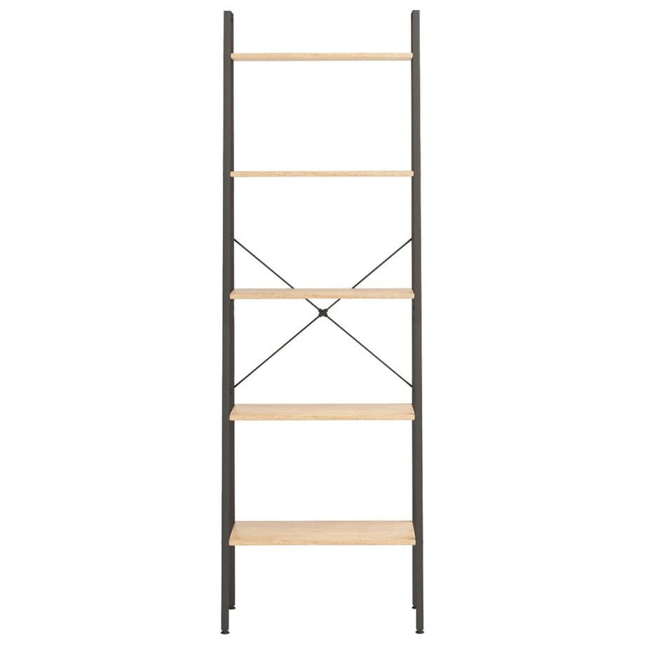 vidaXL Regał drabina z 5 półkami, jasnobrązowo-czarny, 56x35x174 cm