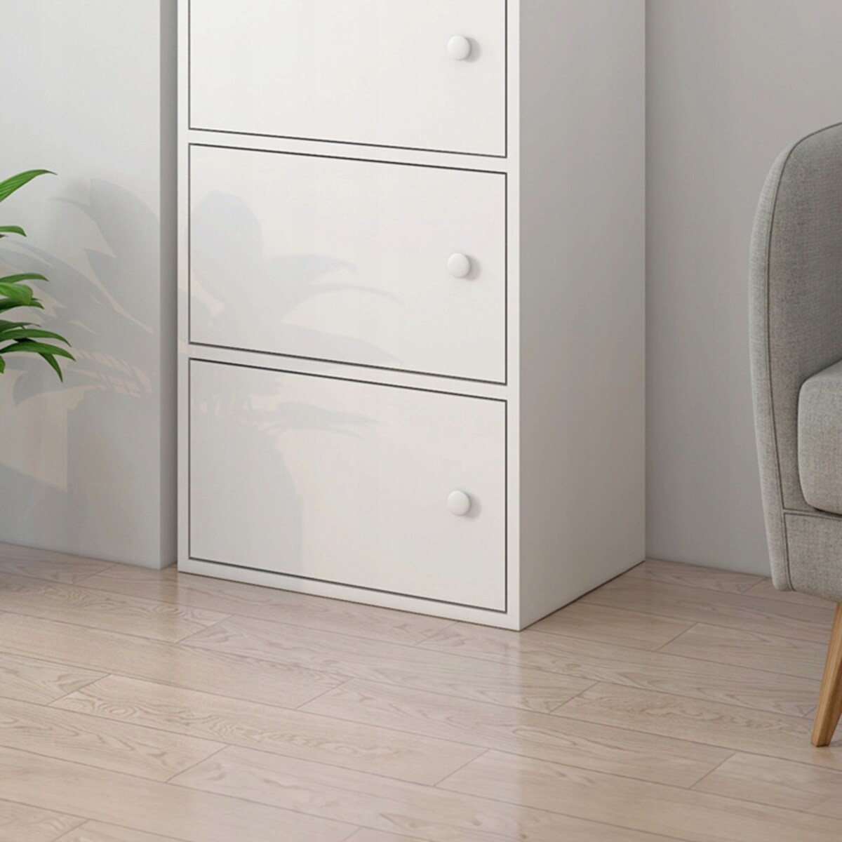 Nowoczesna pojemna komoda szafka duża biała skandynawski loft retro 4 półki