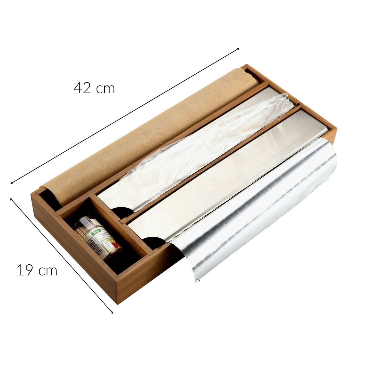 Dyspenser do folii spożywczej i papieru, bambus, 42 x 19 cm