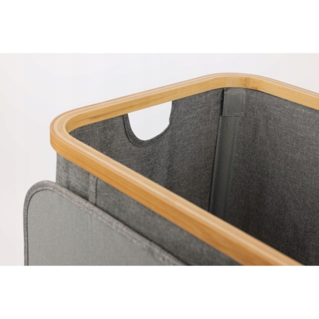 Kosz na pranie 80 L BAMBUSOWY składany szary