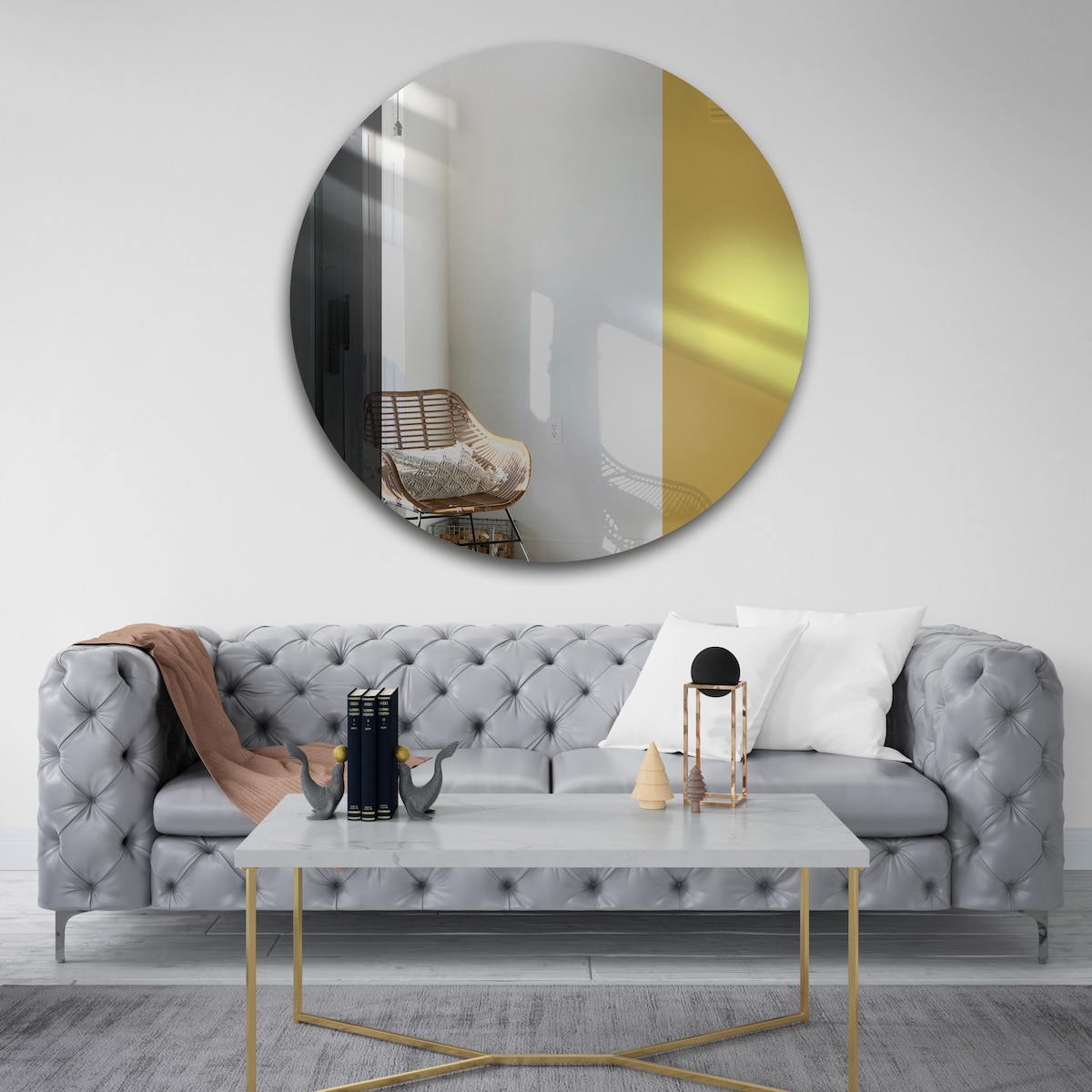 Lustro okrągłe ANTON czarno złote fi 70