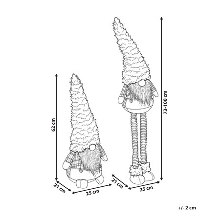 Zestaw 2 dekoracji świątecznych SARAMO 70/71-102 cm Krasnal Czerwony