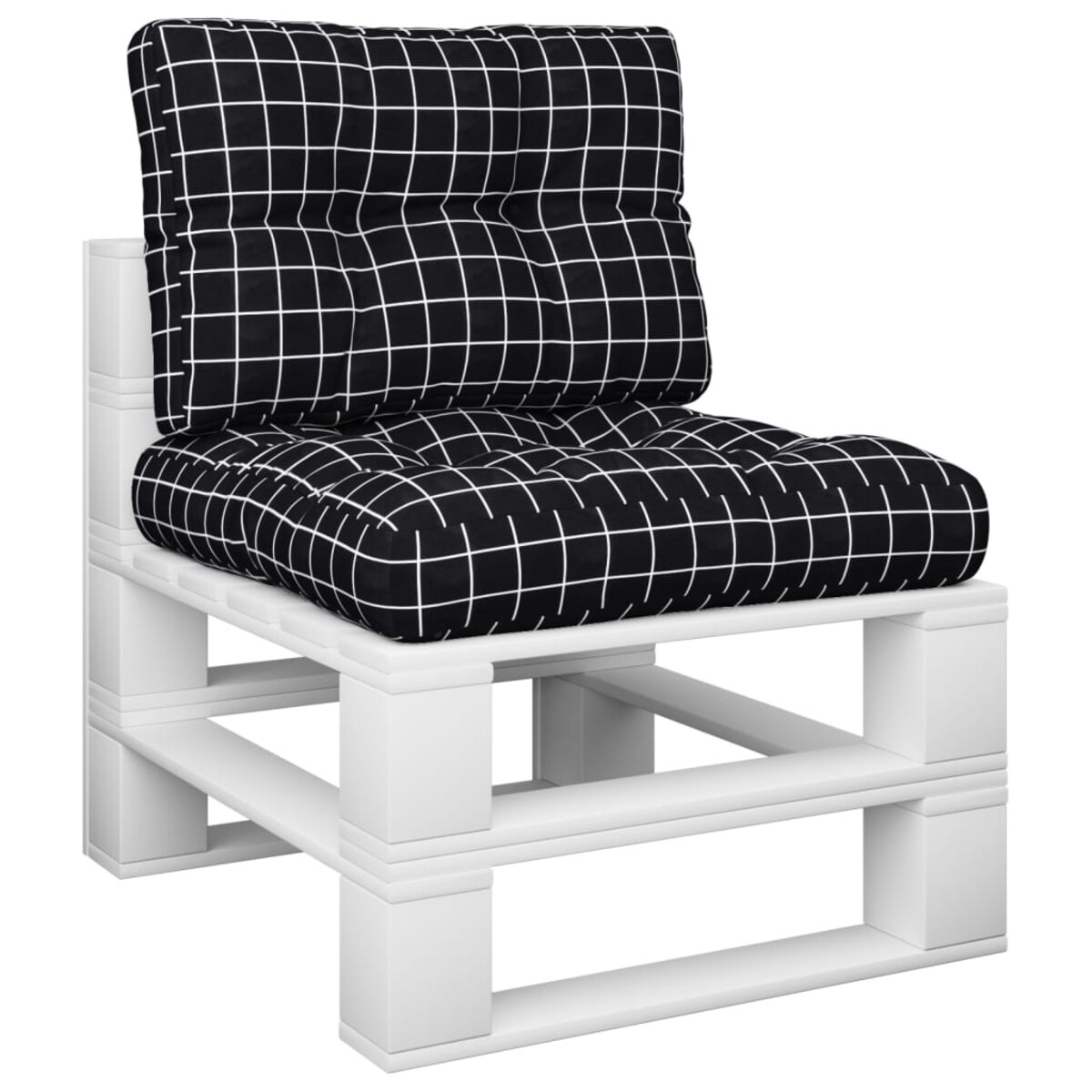 vidaXL Poduszki na palety, 2 szt., czarne w kratę, tkanina