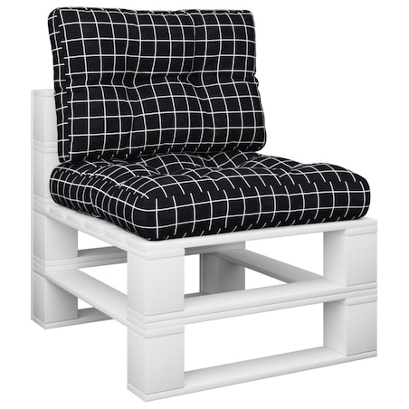 vidaXL Poduszki na palety, 2 szt., czarne w kratę, tkanina