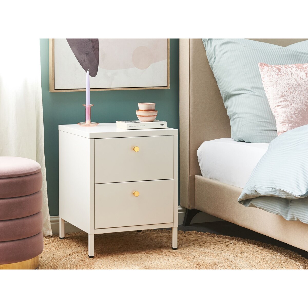 Szafka nocna metalowa biała KYLEA