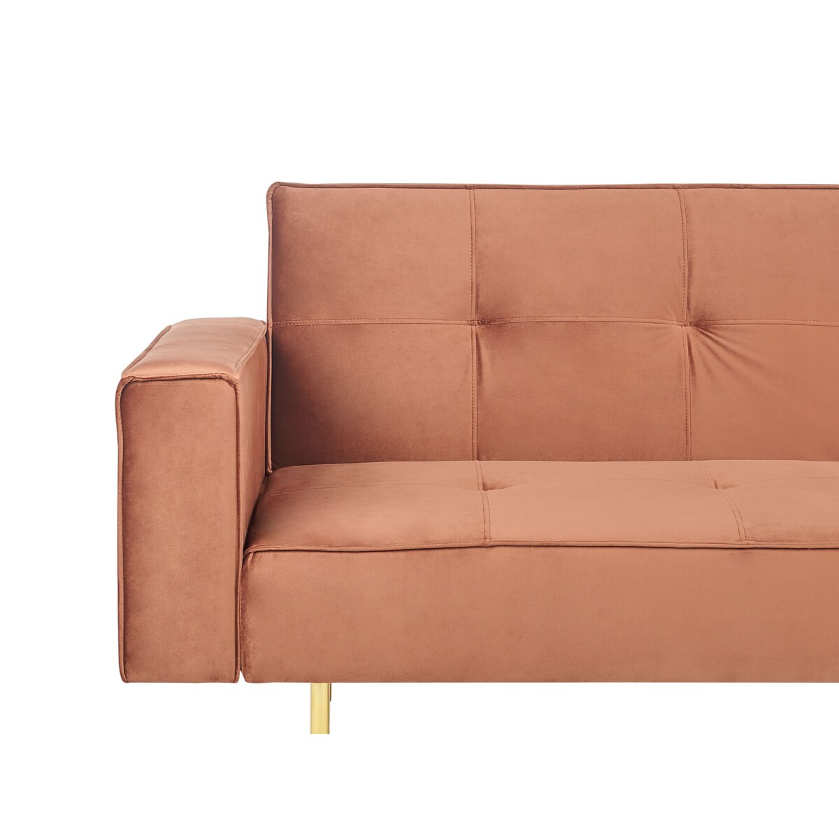 Sofa rozkładana welurowa złoty brąz VISNES