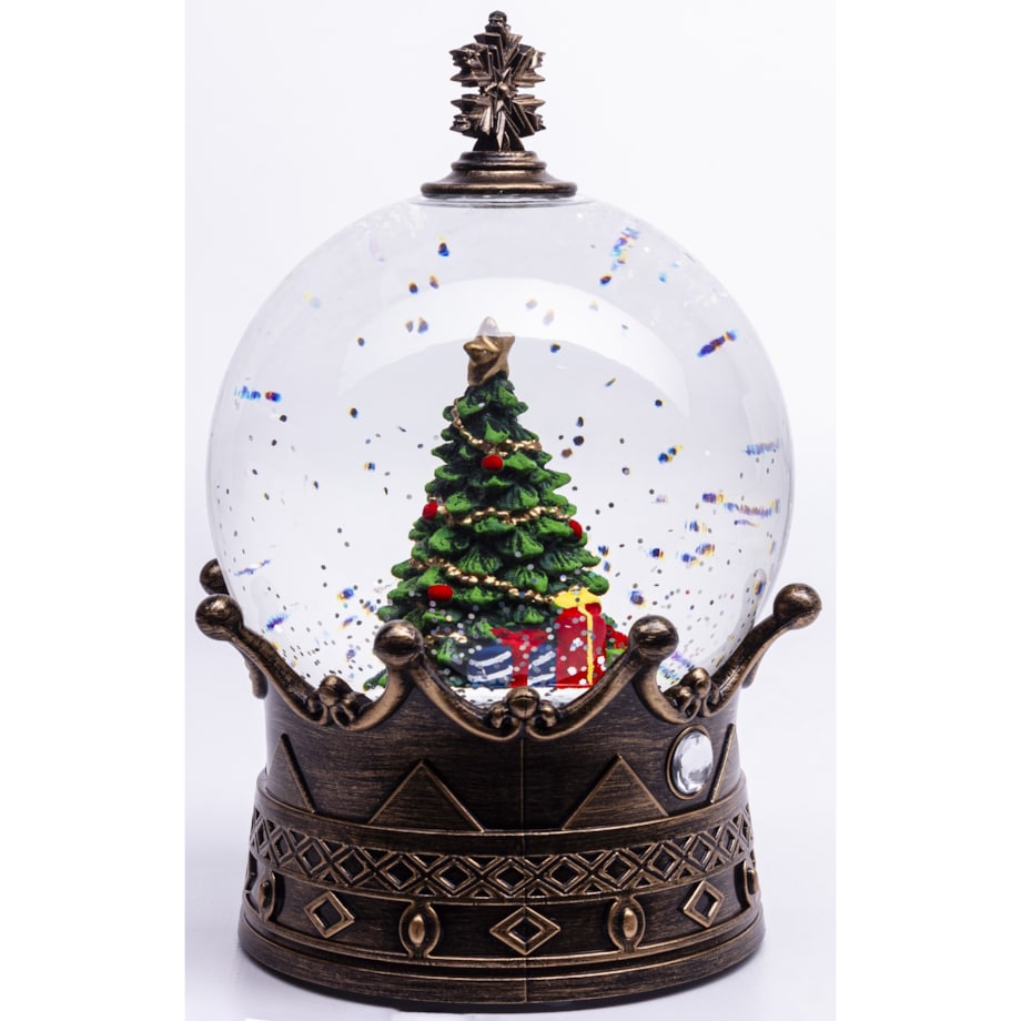 Szklana kula śnieżna z pozytywką 19x12x12 cm LED NATALE