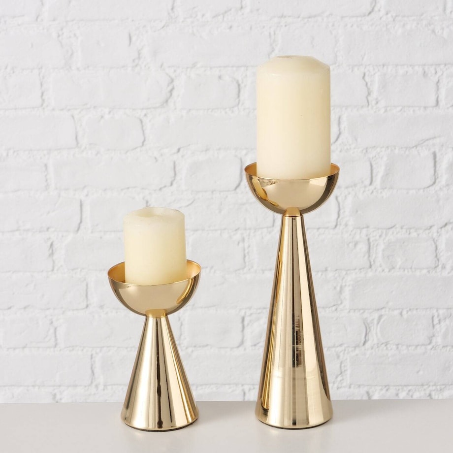 Złote świeczniki metalowe LUENA, 2 sztuki