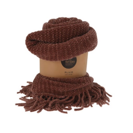 Kocyk boho z frędzlami, dzianinowy, 120 x 150 cm