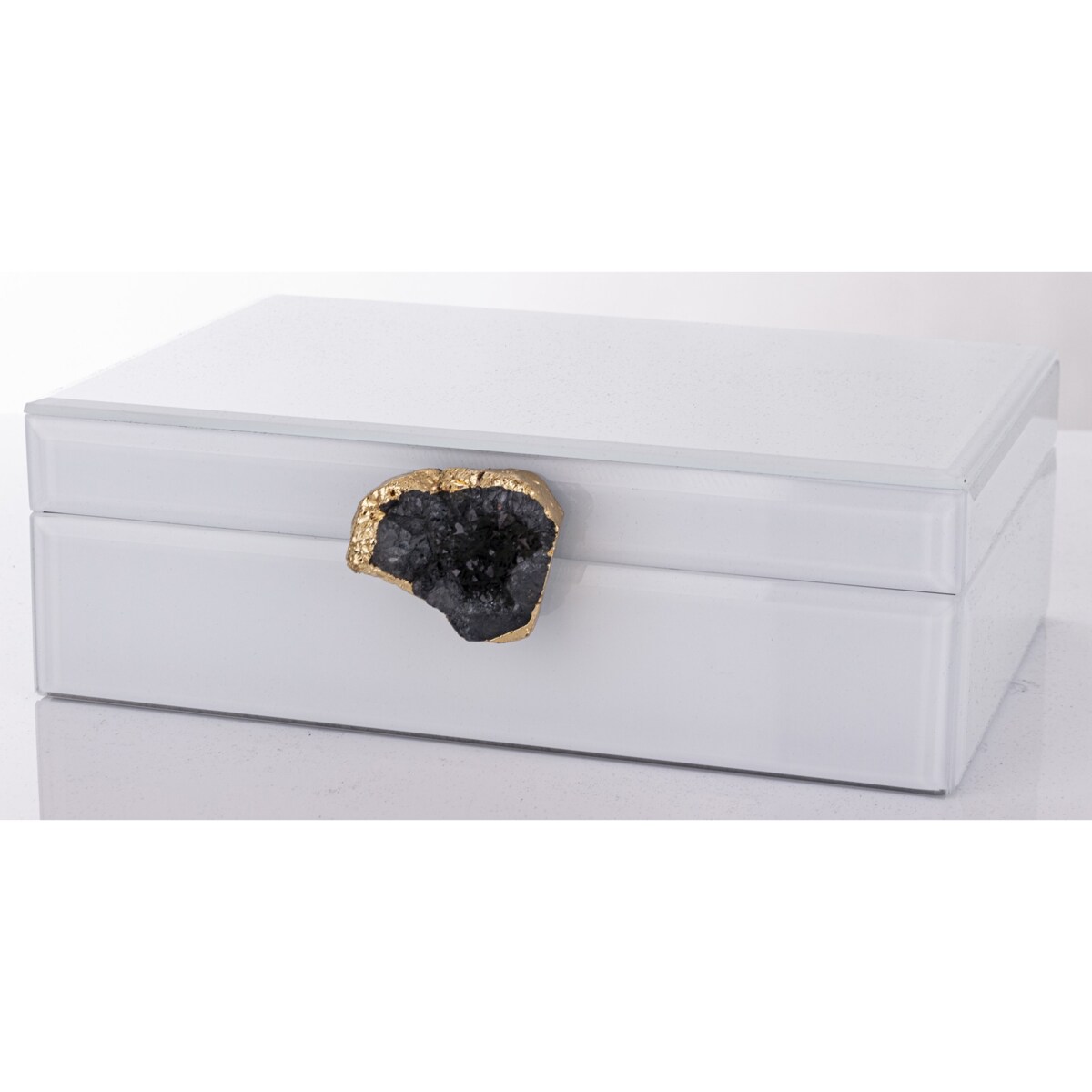 Szkatułka z MDFu z agatem 8x24,5x18,5 cm biała