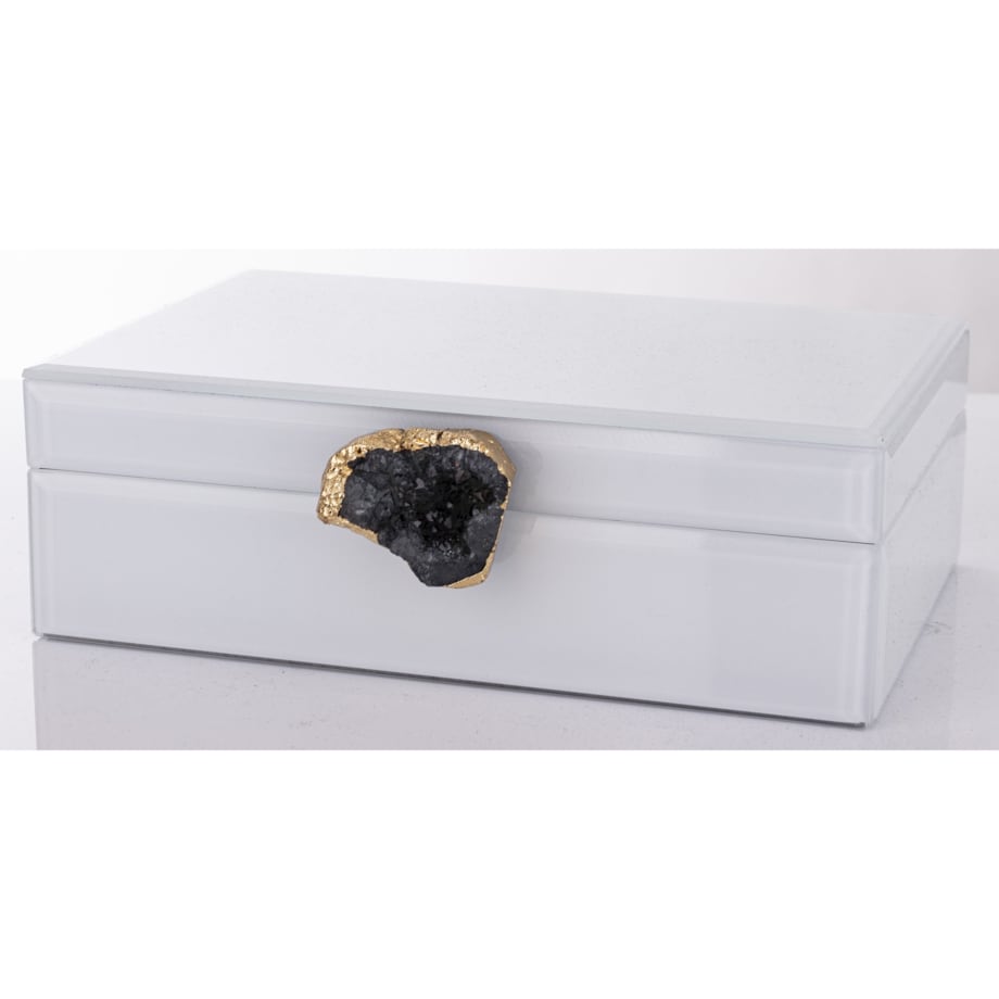 Szkatułka z MDFu z agatem 8x24,5x18,5 cm biała