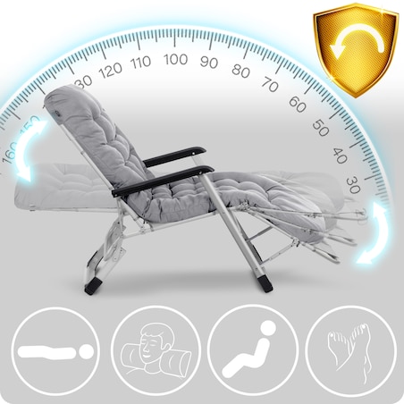 Leżak ogrodowy grawitacyjny z poduszką Sofotel składany fotel na taras balkon 2 szt.