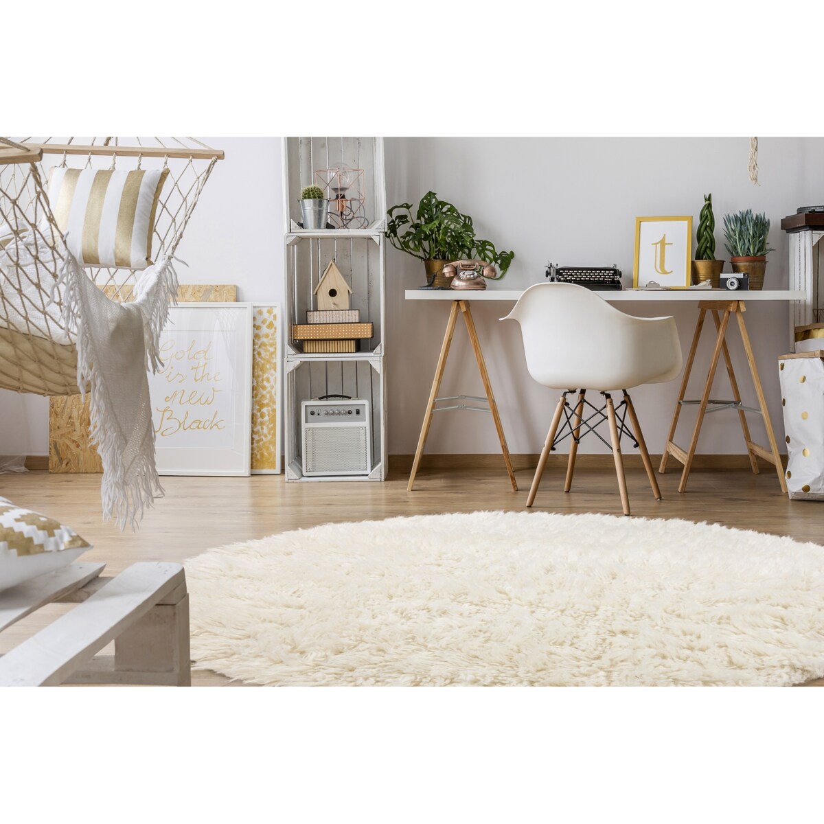 FLOKATI WEŁNIANE koło koło 200 cm