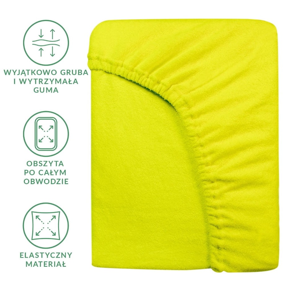 Prześcieradło frotte z gumką 180x200 kolor limonka