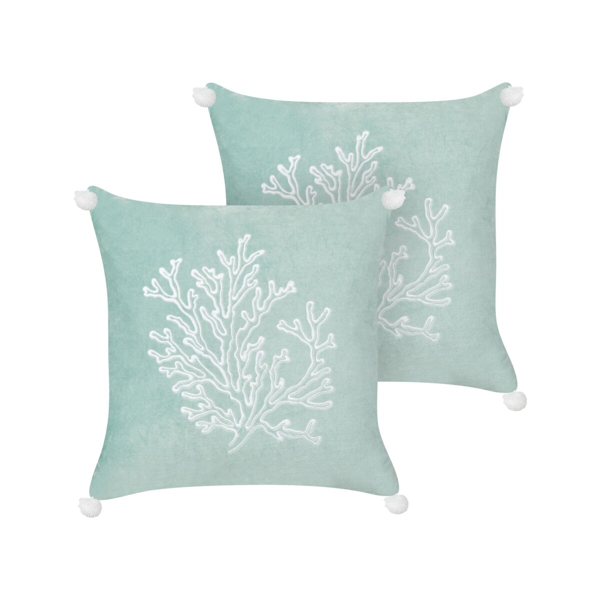 2 poduszki dekoracyjne w koralowce welurowe 45 x 45 cm miętowe NORI