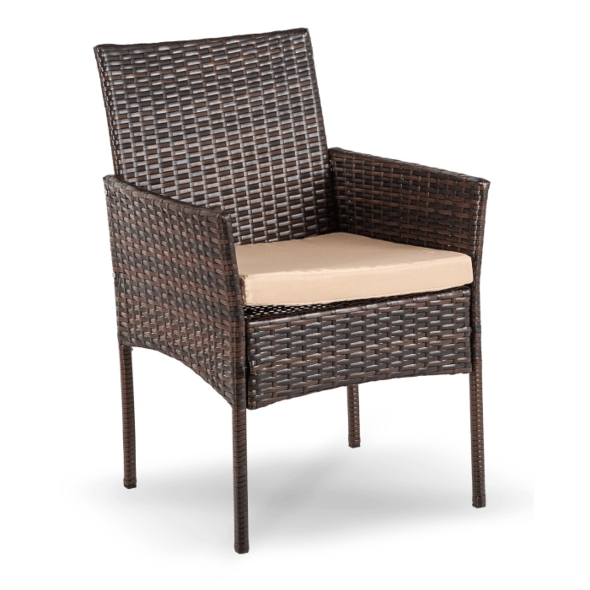 Zestaw Mebli Ogrodowych Na Taras Ogród Stół + 4x Krzesło Brązowy Beż MORADO