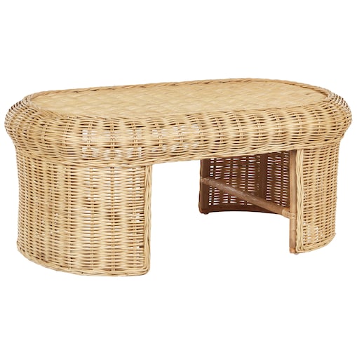 Stolik kawowy ogrodowy LIVADEIA 60 cm 96 cm Rattan Naturalny