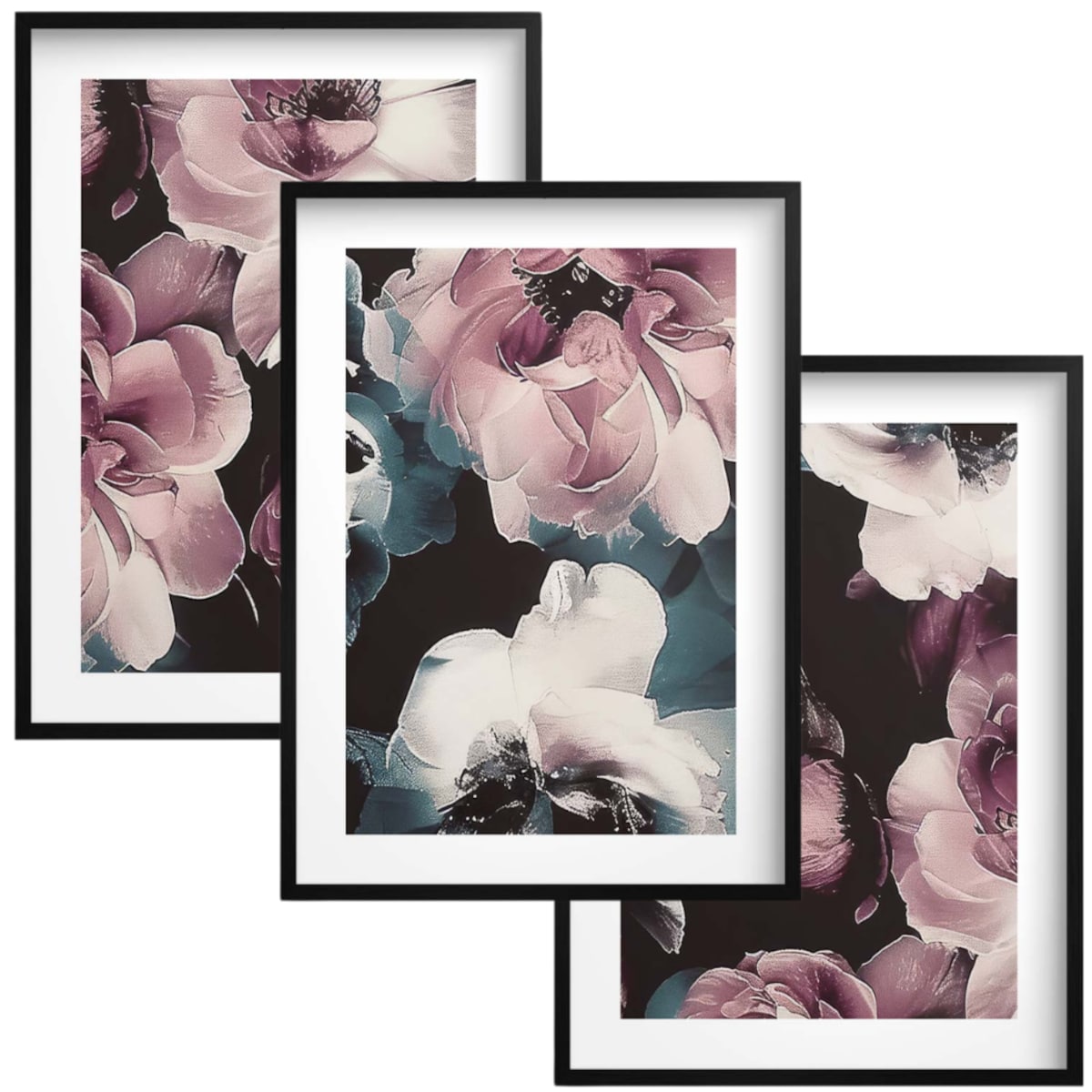 Obrazy na ścianę Plakaty ścienne w Czarnej ramie Kwiaty Zestaw do sypialni