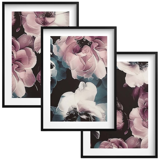 Obrazy na ścianę Plakaty ścienne w Czarnej ramie Kwiaty Zestaw do sypialni