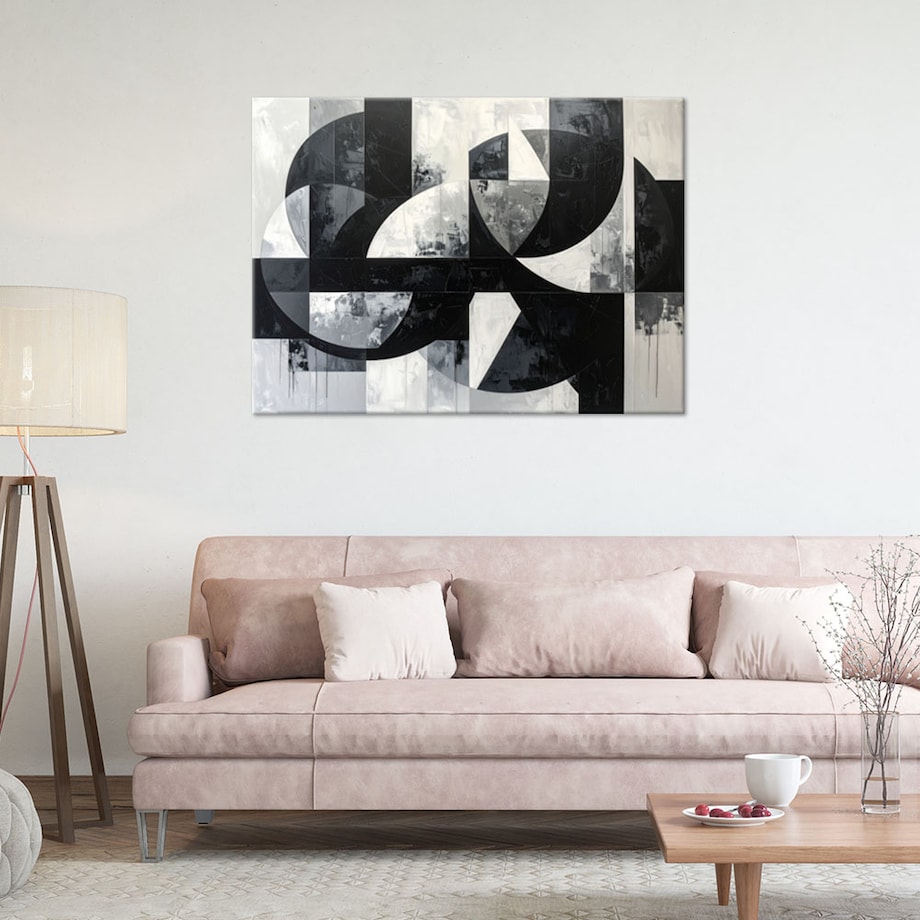 Obraz do salonu biura kuchni, Abstrakcyjne koła kształty tekstura czarno biały