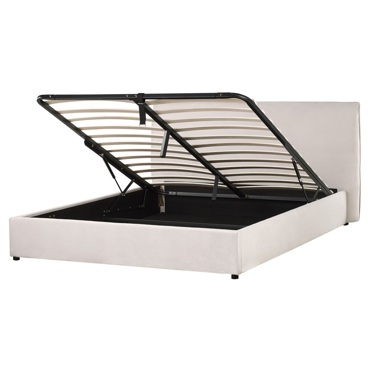 Łóżko z pojemnikiem welurowe 160 x 200 cm złamana biel LAVAUR