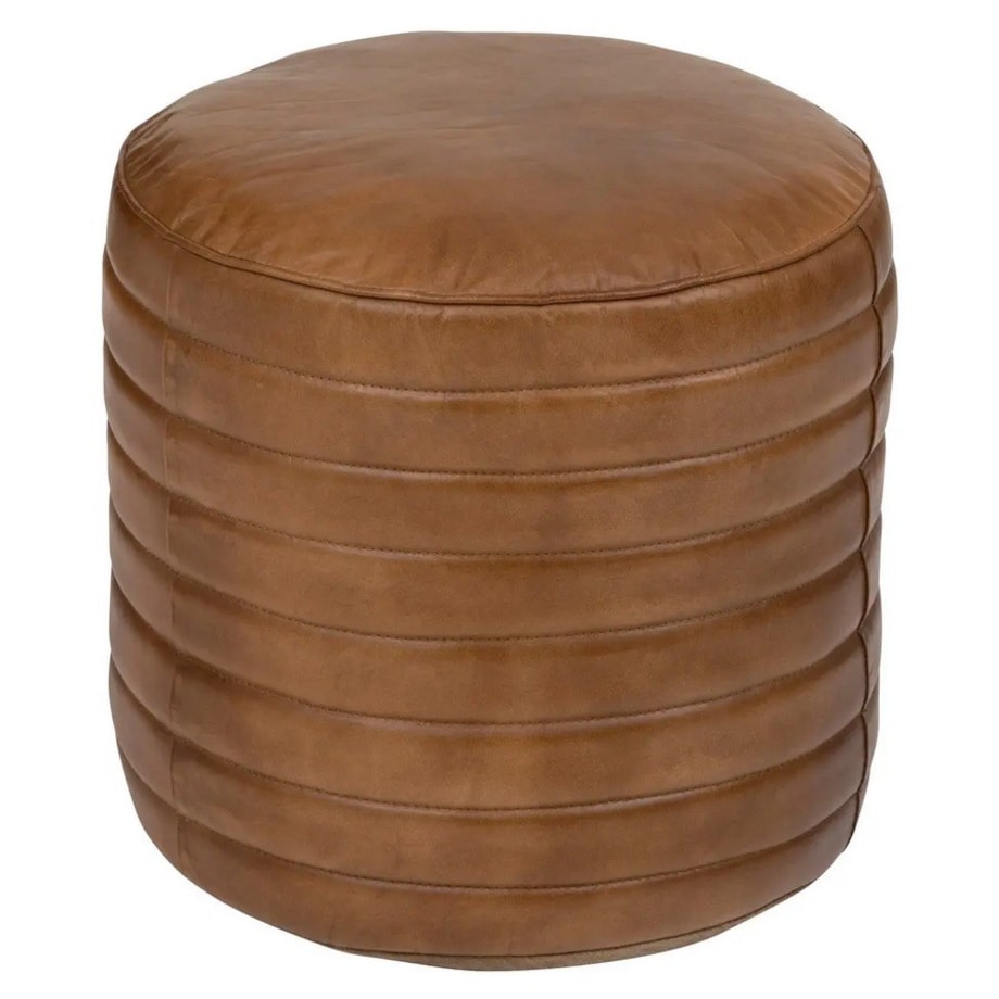 Pufa skórzana retro koniakowa Ø40x45 cm