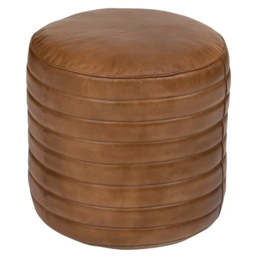 Pufa skórzana retro koniakowa Ø40x45 cm