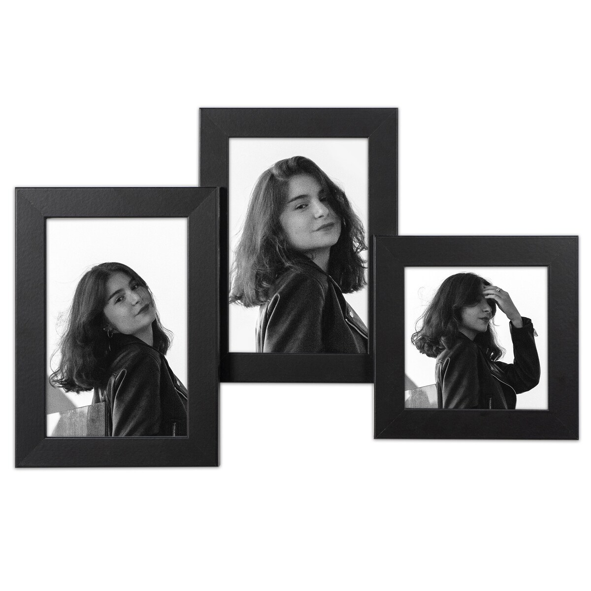 Multirama ramka na zdjęcia. Czarna multirama na trzy zdjęcia 10x15 cm 10x10 cm Ramka na zdjęcia 3 w 1 MULTI HEN 4 FRAMAI®