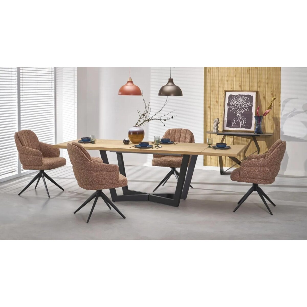 Stół rozkładany MASSIVE 2 160(250)x90 dąb naturalny/czarny