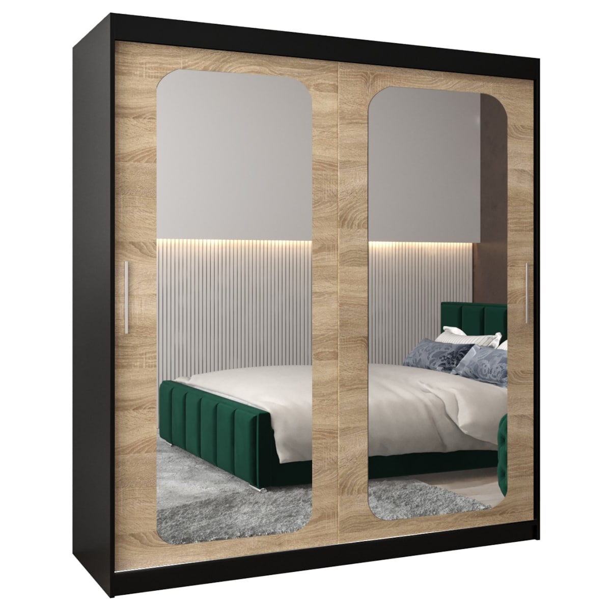 Szafa przesuwna Garderoba PROMO T3 180 czarny/sonoma