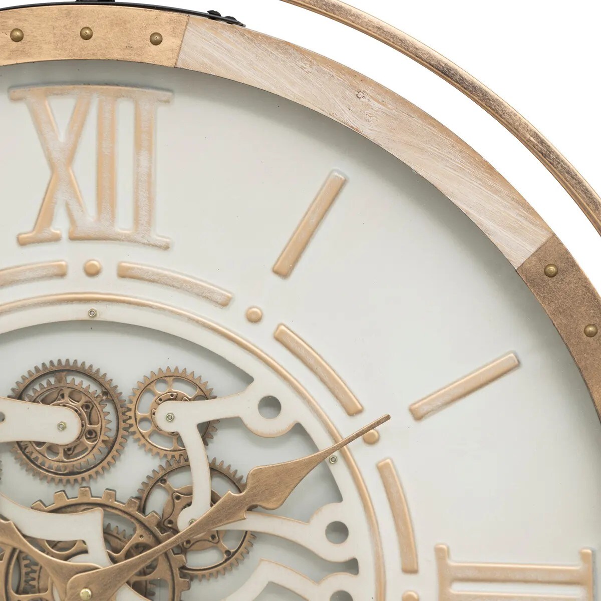 Zegar wiszący beżowo - złoty Sonika 74 cm