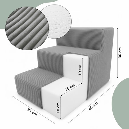 Schodki dla psa kota szare 3 stopniowe