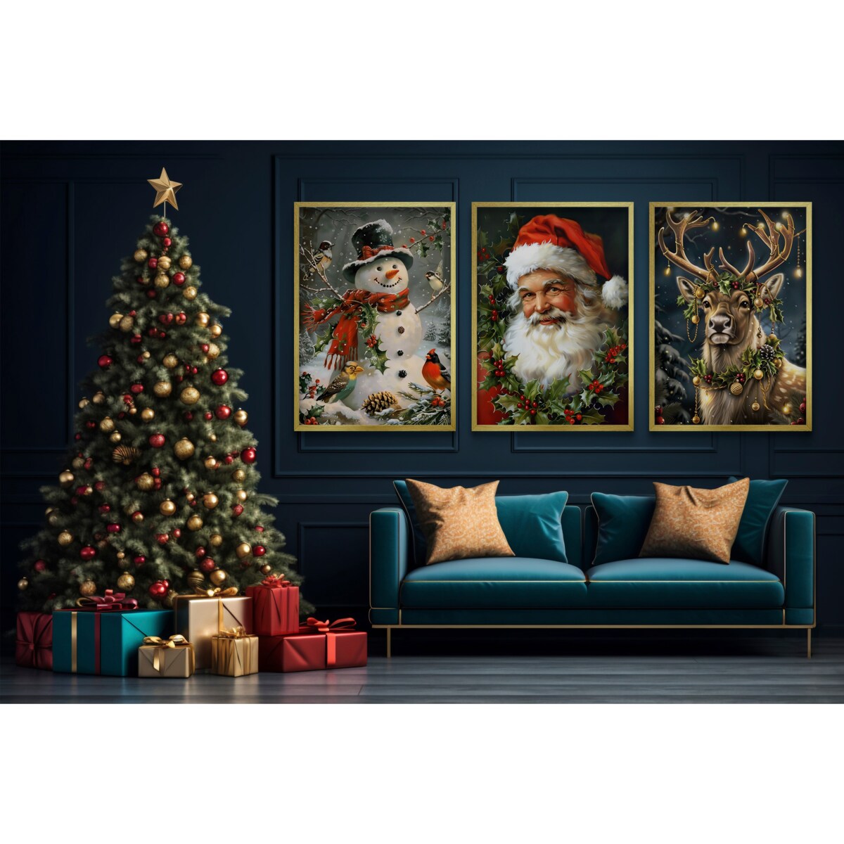Obrazy na Boże Narodzenie Święta Plakaty w ramie na ścianę do salonu