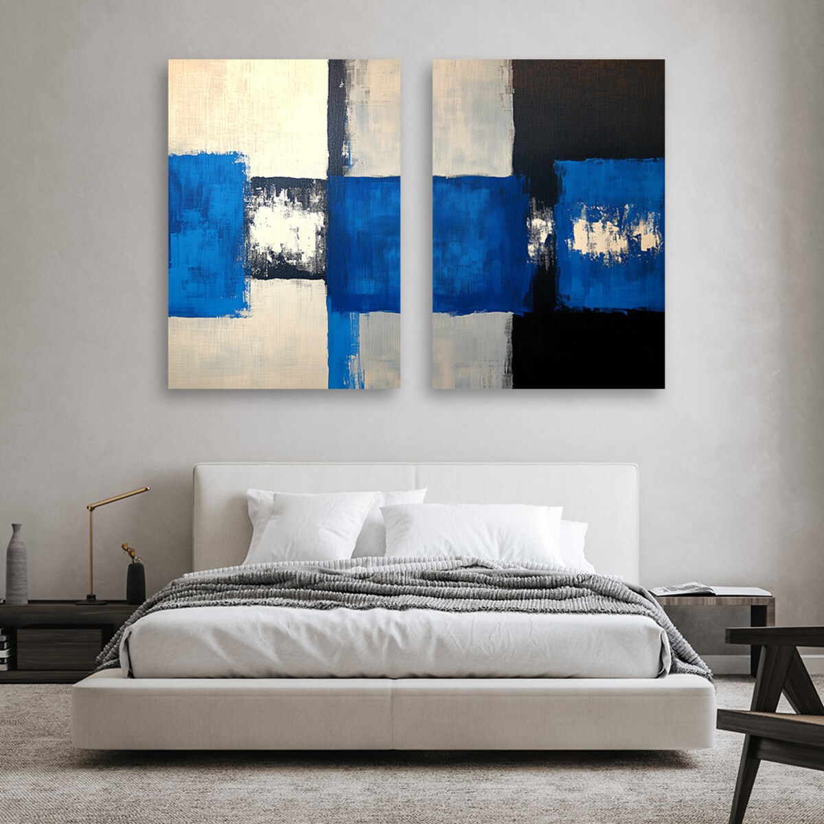 Obrazy sety do salonu sypialni jadalni biura łazienki spa Niebieska nowoczesna abstrakcja 80x60 (40x60)