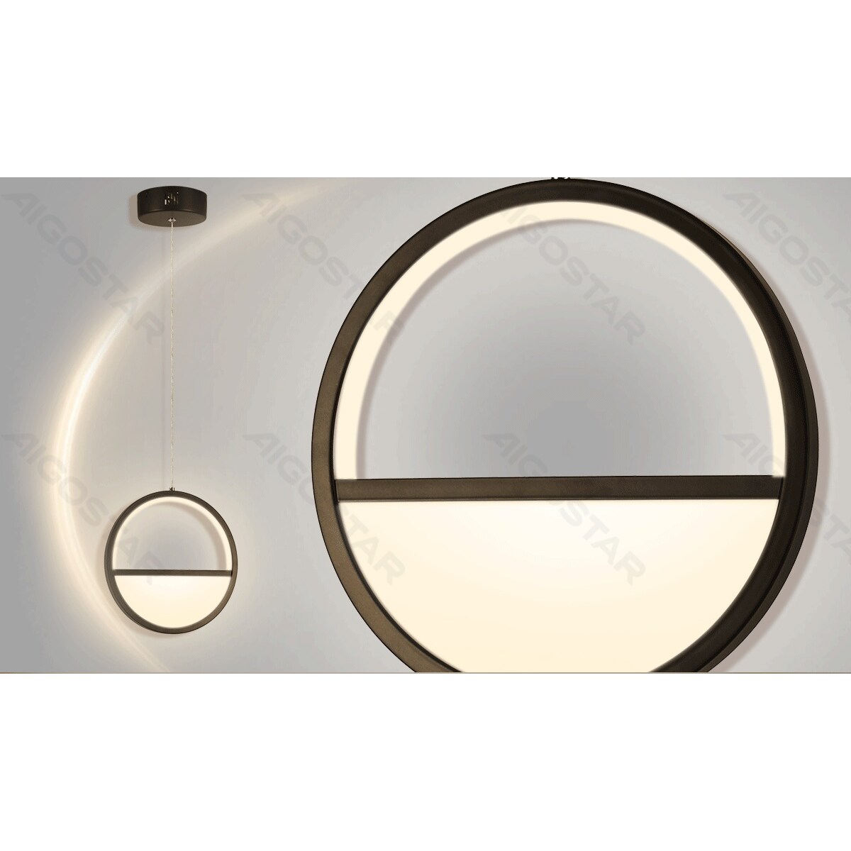 aluminiowa lampa wisząca 13.5w 6500k okragła 120x23 cm