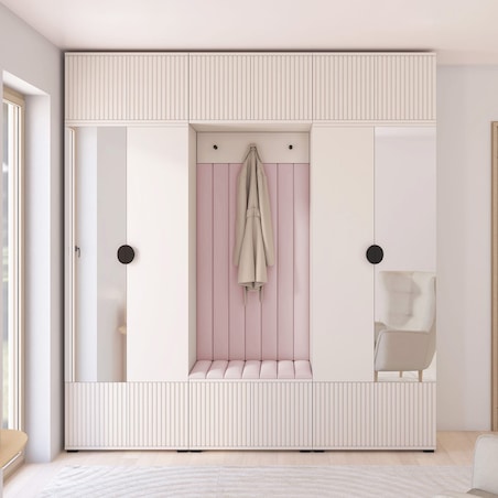 Garderoba frezowana z lustrami Ritmo wersja 3 panele Trinity 19 kaszmir