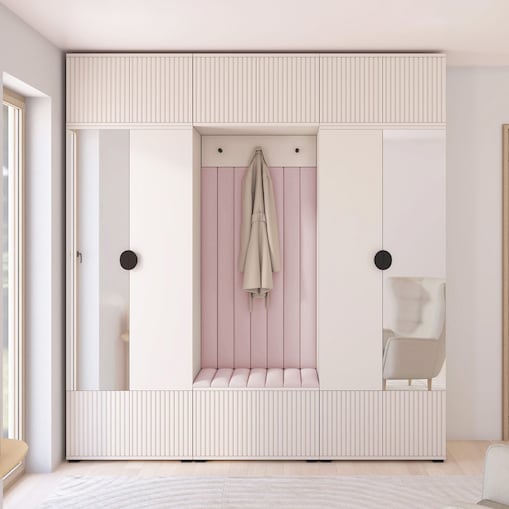 Garderoba frezowana z lustrami Ritmo wersja 3 panele Trinity 19 kaszmir