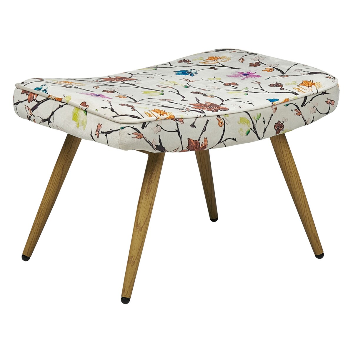 Fotel z podnóżkiem w kwiaty kremowy VEJLE