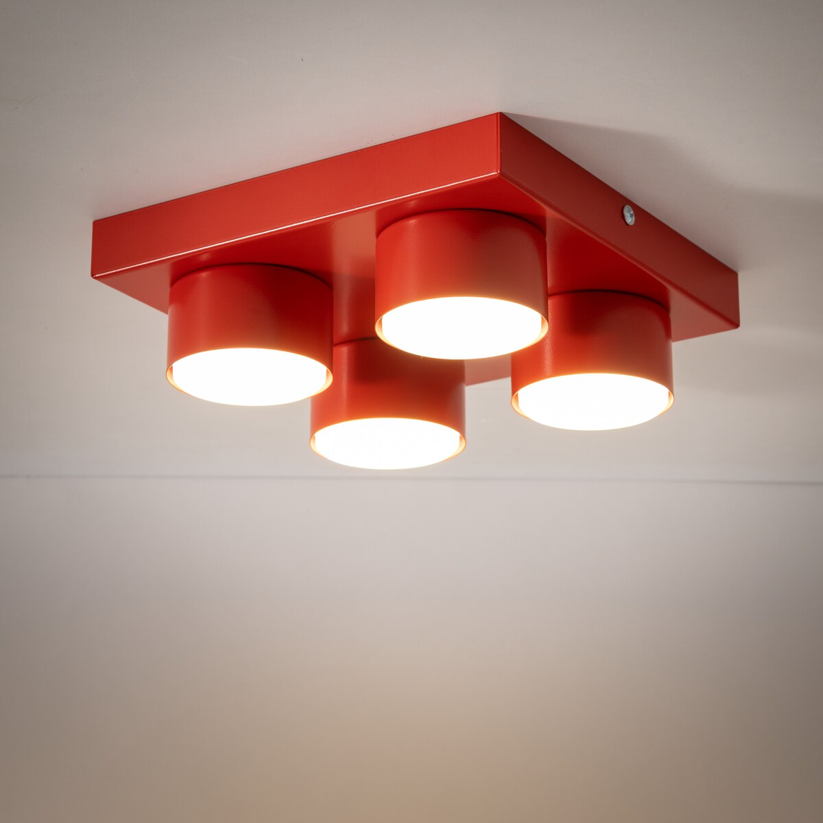Lampa sufitowa BRIX RED 11293 TK Lighting, nowoczesna czerwona lampa sufitowa do salonu i sypialni