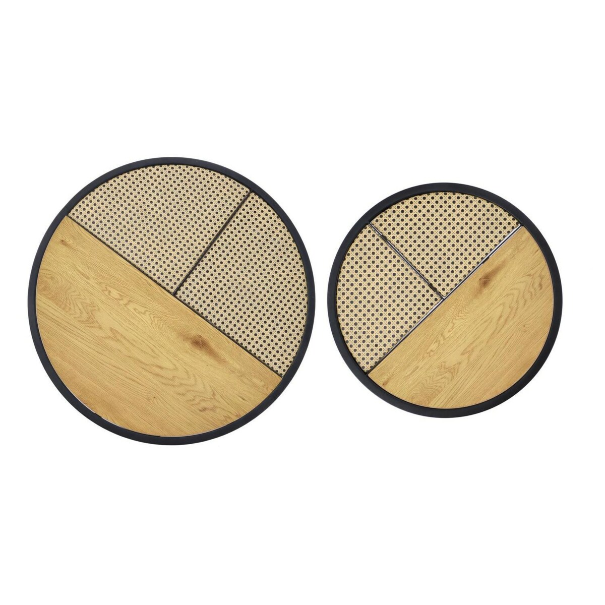 ZESTAW 2 STOLIKÓW Namiga RATTAN I METAL 70/36 i 50/30 cm