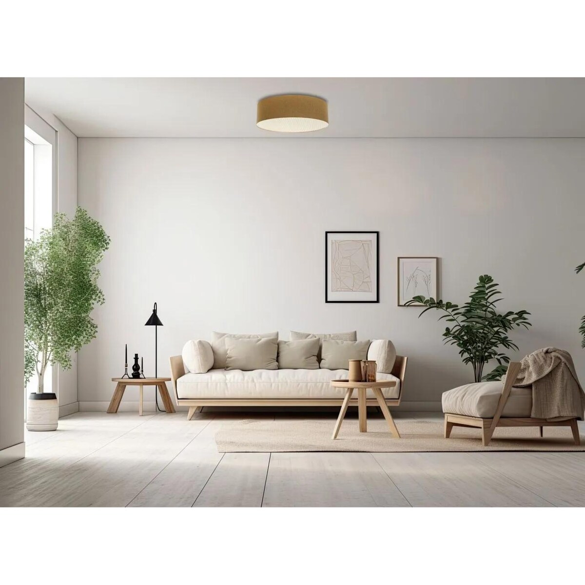 Plafon sufitowy ERUTAN RATTAN 60 żółty