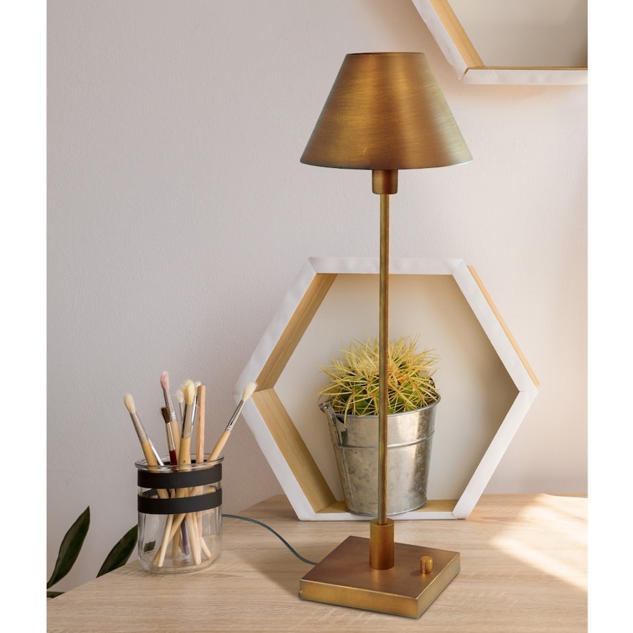 Stołowa LAMPA stojąca GRENA nocna LAMPKA metalowa retro mosiądz