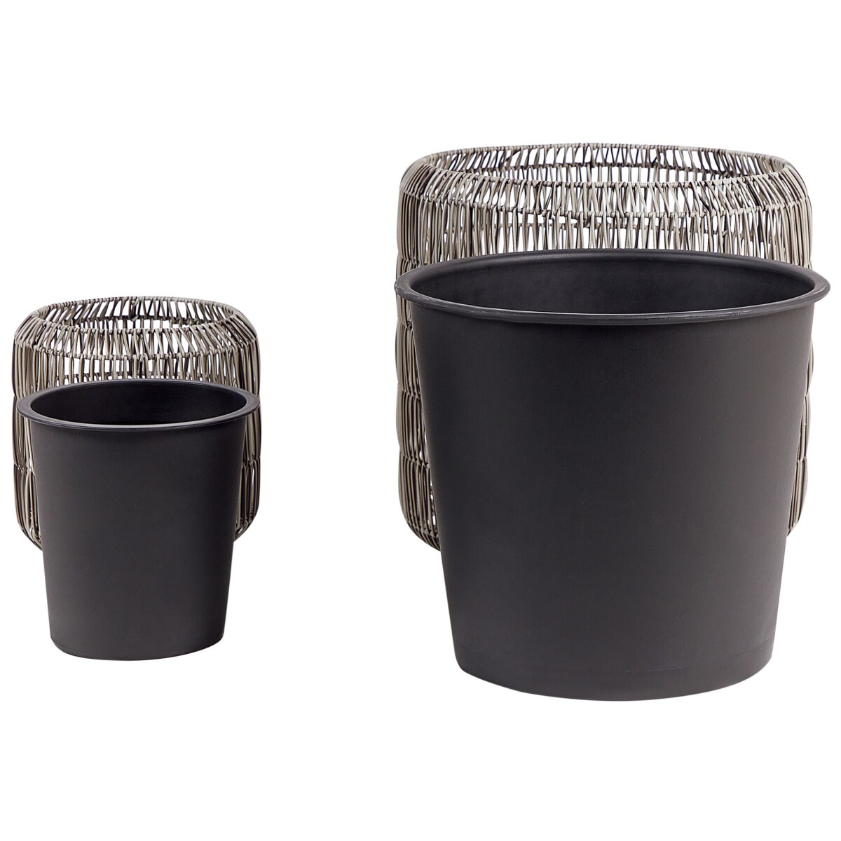 Zestaw 2 doniczek na kwiaty z technorattanu jasnobrązowy BRODIEA