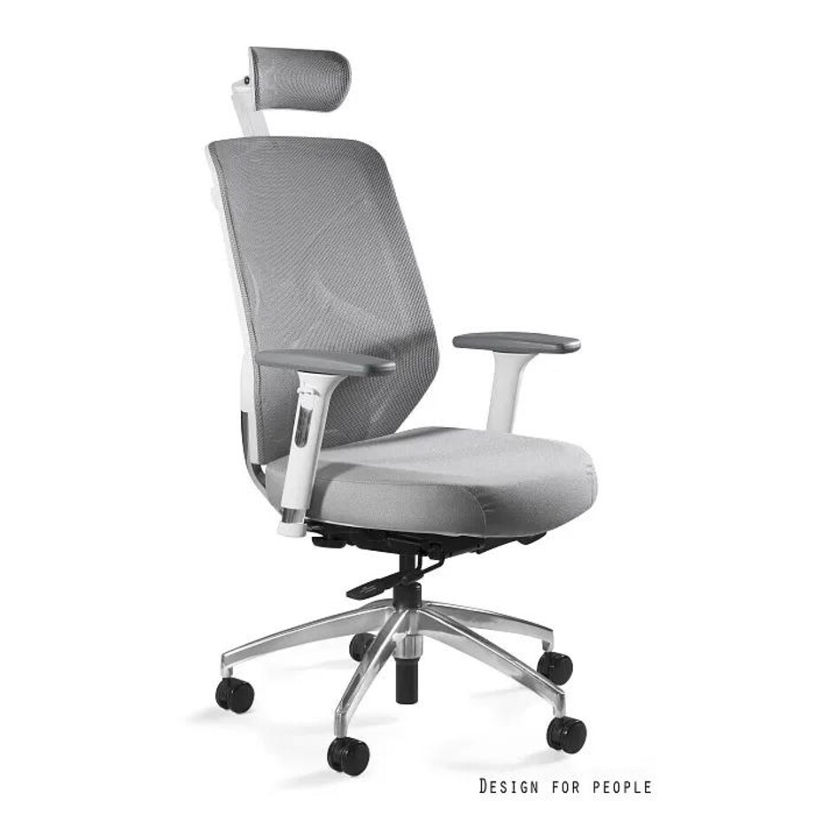 Fotel biurowy HERO biały/szary siatka/tkanina