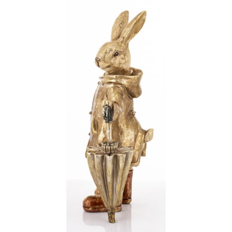 Dekoracja - królik z parasolem 32,5x19x11 cm MALJUNA w złotym płaszczu