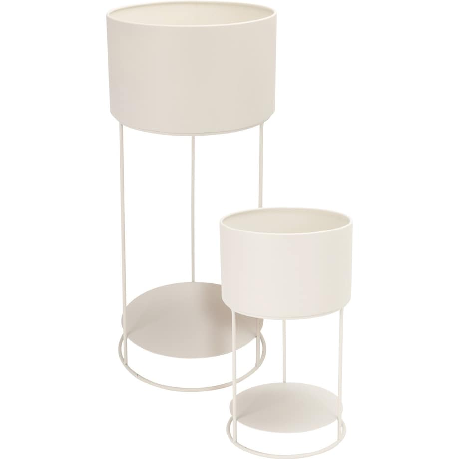Kwietnik metalowy loftowy z 2 osłonkami 56,5/34,5x25,5/20x25,5/20 cm NARDO-3 kremowy